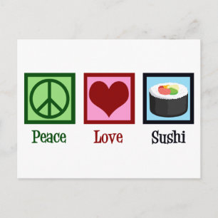 Carte Postale Peace Love Sushi