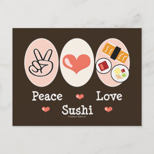 Carte postale Peace Love Sushi