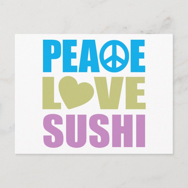 Carte Postale Peace Love Sushi (Devant)