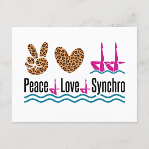 Carte Postale Peace Love Synchro Synchronisé Natation Artistique