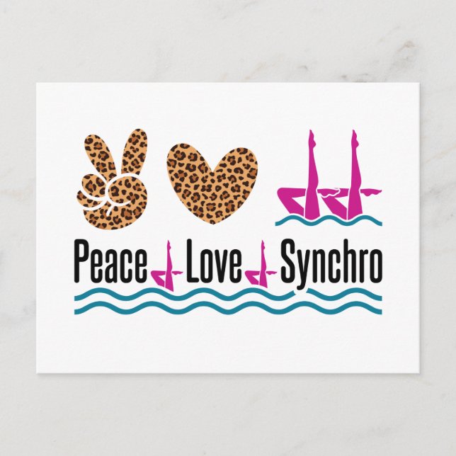 Carte Postale Peace Love Synchro Synchronisé Natation Artistique (Devant)