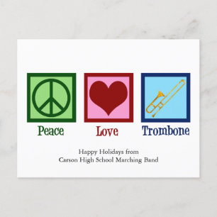 Carte Postale Peace Love Trombone Player Cute Custom