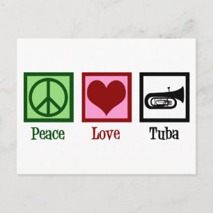 Carte Postale Peace Love Tuba Player