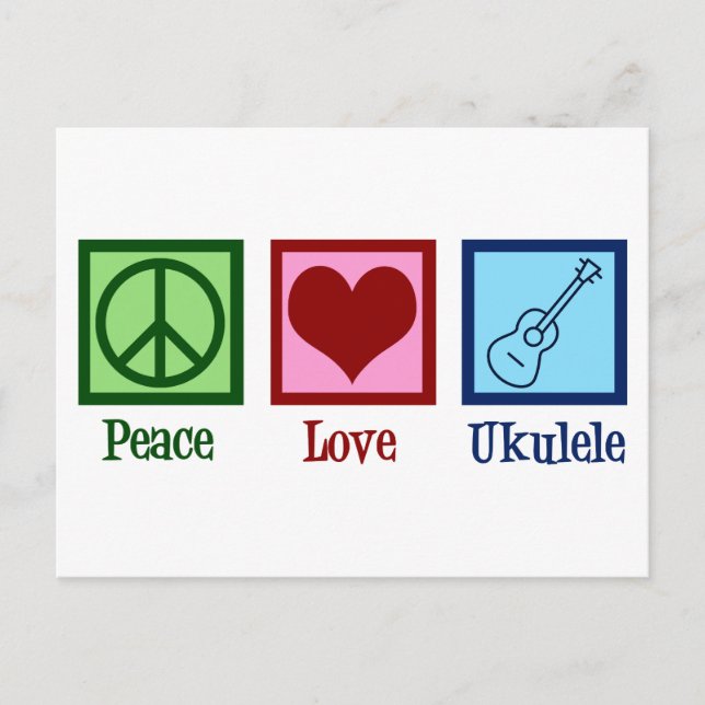 Carte Postale Peace Love Ukulele (Devant)