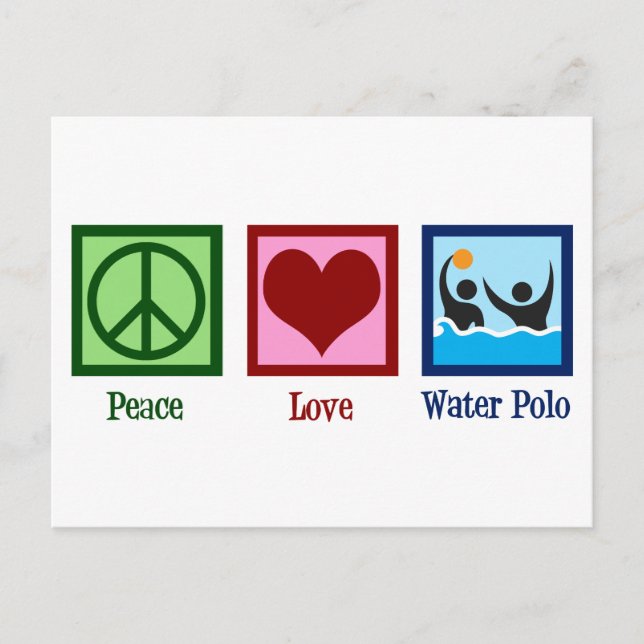 Carte Postale Peace Love Water Polo (Devant)
