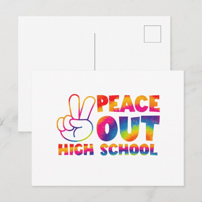 Carte Postale Peace Out High School Tie Dye Dernier Jour De L'Éc (Devant / Derrière)