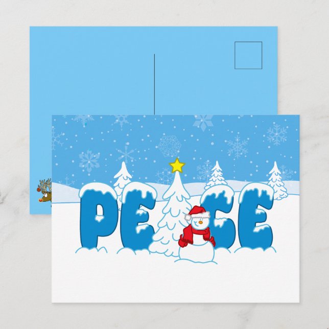 Carte Postale Peace Snowman Screwball Graphics Christmas (Devant / Derrière)
