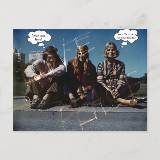 Carte Postale Peace Young Hippies Free Love 1960's Custom Text (Devant)