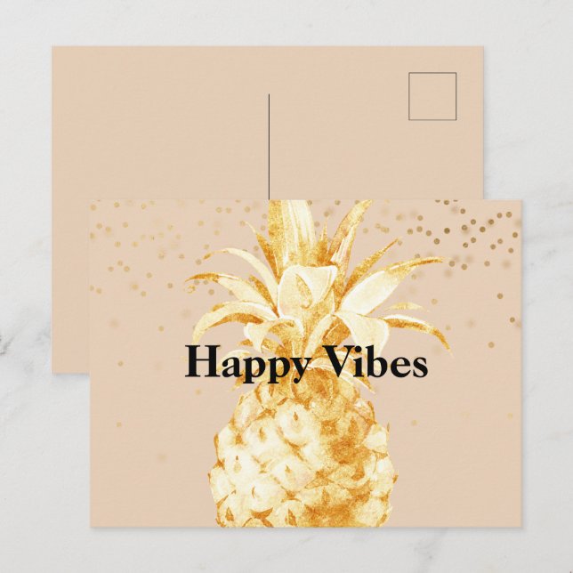 Carte Postale Peach Cream Yellow Gold Ananas (Devant / Derrière)