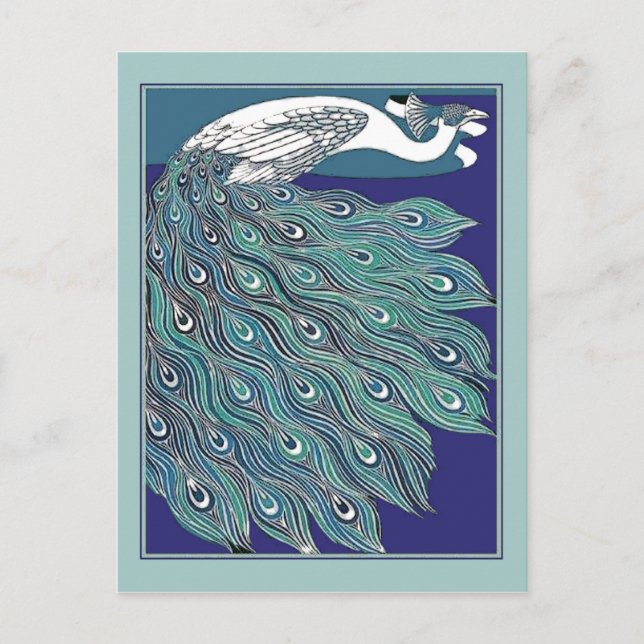 Carte postale Peacock Art Nouveau vintage (Devant)