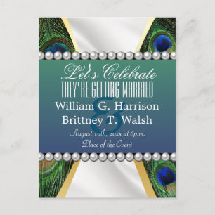 Carte Postale Peacock avec Drapery Gold Silver