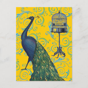 Carte Postale Peacock & Cage vintage