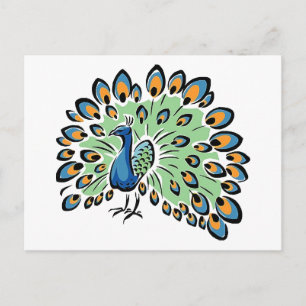 Carte Postale Peacock de dessin coloré