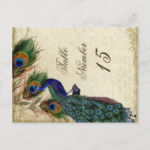 Carte Postale Peacock & Feathers Numéros de tableau des Mariages