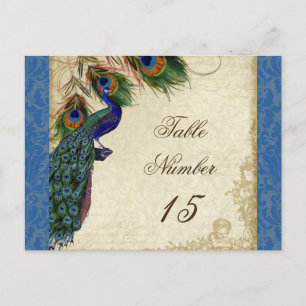 Carte Postale Peacock & Feathers Numéros de tableau des Mariages