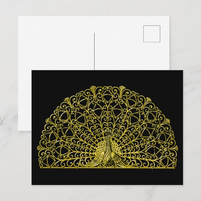 Carte Postale Peacock Gold Art Nouveau (Devant / Derrière)