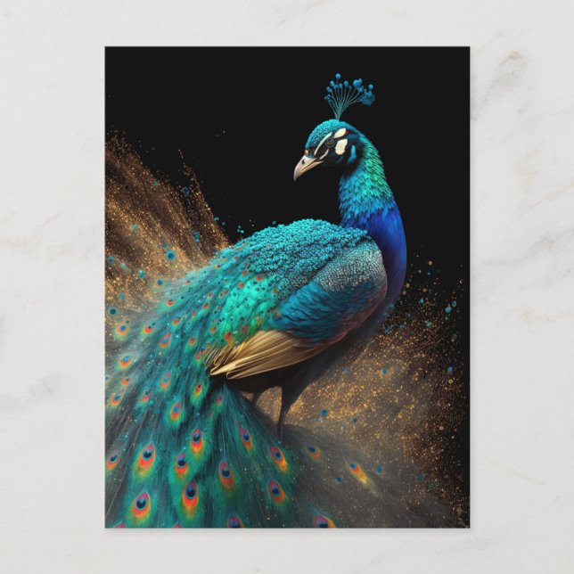 Carte postale Peacock Gold Splatter (Devant)
