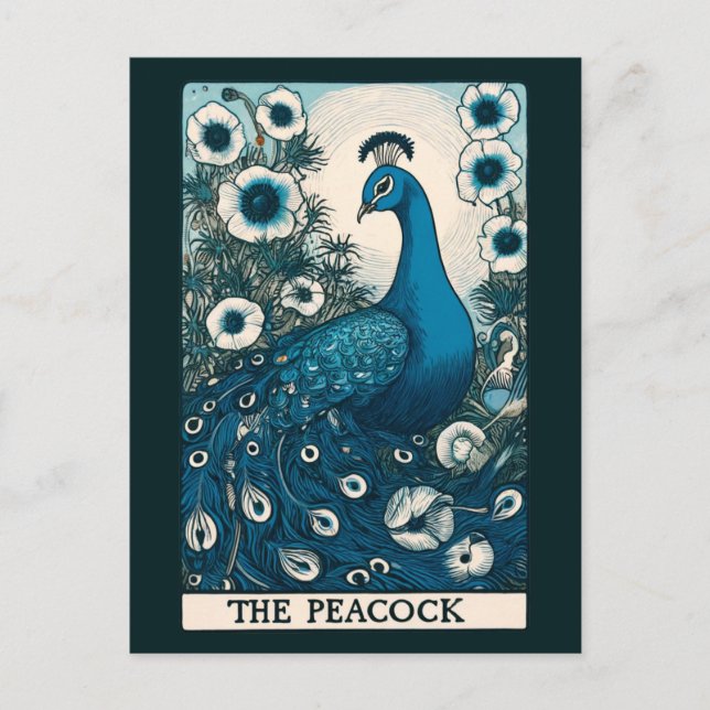 Carte Postale Peacock Tarot Card Art paons Art Turquoise (Devant)