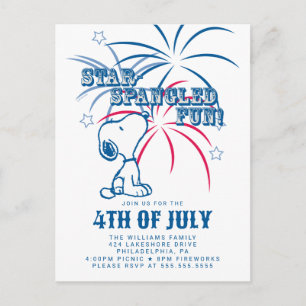 Carte Postale Peanuts 4 juillet Fête Étoilée Américaine