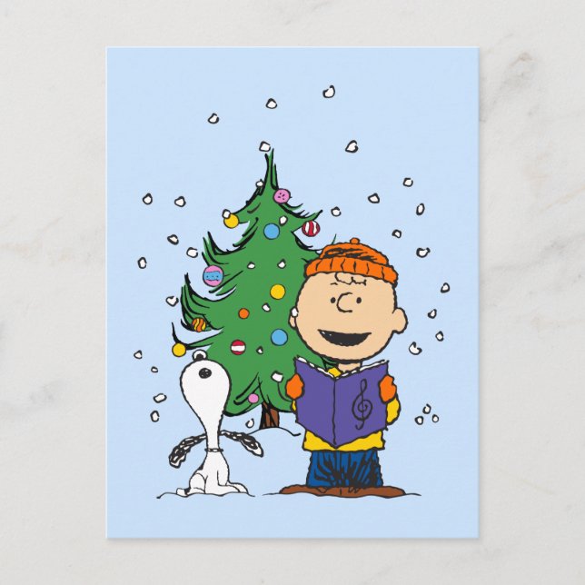 Carte Postale Peanuts | Chanter Noël (Devant)