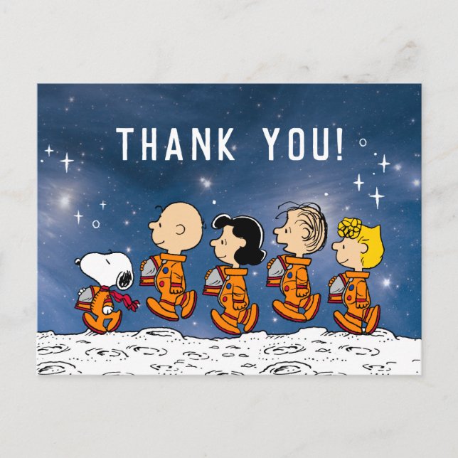 Carte Postale Peanuts | Joyeux Anniversaire dans l'espace Merci (Devant)