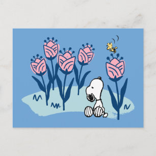 Carte Postale Peanuts   Le jardin de fleurs de Snoopy et Woodsto