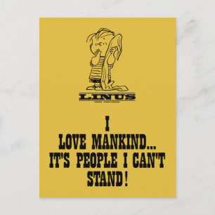 Carte Postale Peanuts   Linus aime l'humanité