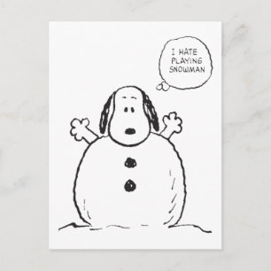 Carte Postale Peanuts Snoopy Jouant au Bonhomme de Neige