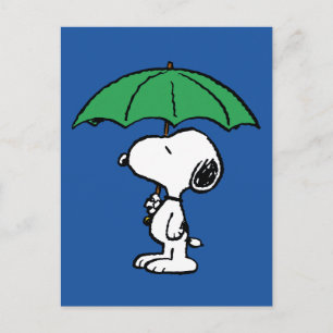 Carte Postale Peanuts Snoopy parapluie vert