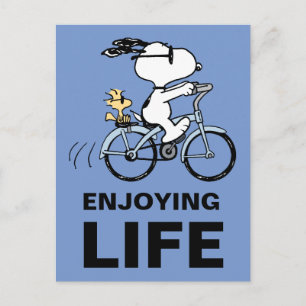 Carte Postale Peanuts   Snoopy & Woodstock Bicyclette
