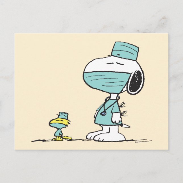 Carte Postale Peanuts | Snoopy & Woodstock Docteurs (Devant)