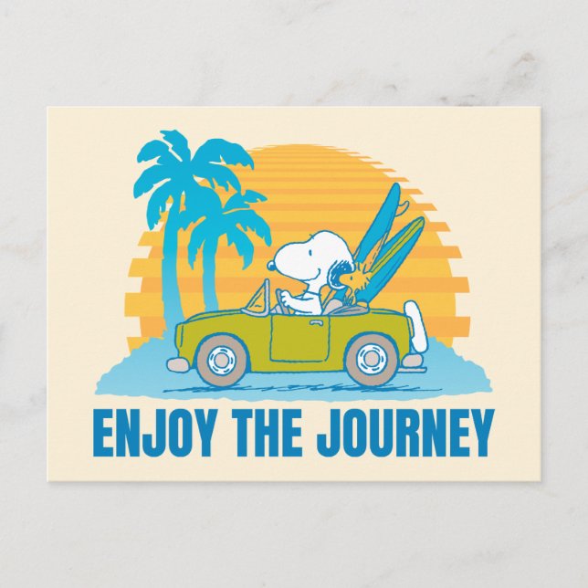 Carte Postale Peanuts | Snoopy & Woodstock Profiter du Voyage (Devant)