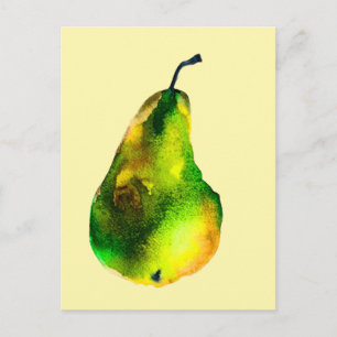 Carte Postale Pear aquarelle fruit vert
