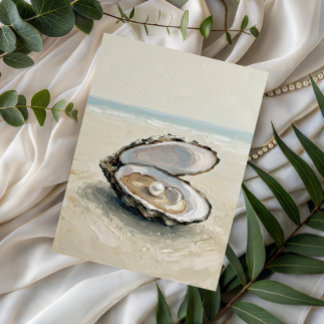Carte Postale Pearl in Oyster – Coastal Tranquility Postcard