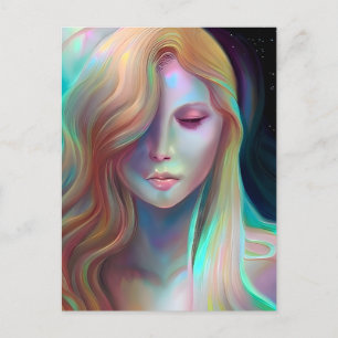 Carte Postale Pearlescent Imaginaire Ai Art Jolie Ethereal Woman