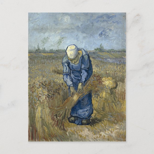 Carte Postale Peasant Woman Binding Sheaves by Vincent Van Gogh (Devant)