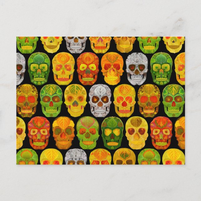 Carte Postale Peaux feuille Aspen Skulls sans couture motif 2018 (Devant)