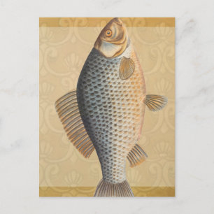 Carte Postale Pêche à la carpe peinture à l'eau douce