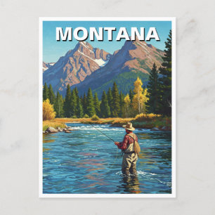 Carte Postale Pêche à la mouche dans la rivière Yellowstone au M