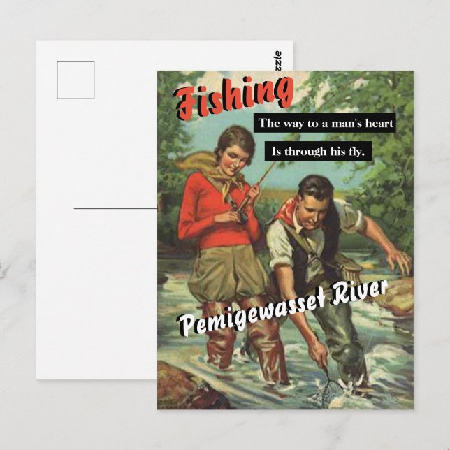 Carte Postale Pêche à la mouche sur la rivière Pemigewasset Vint (Devant / Derrière)