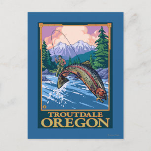 Carte Postale Pêche à la mouche - Troutdale, Oregon
