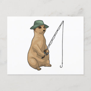 Carte Postale Pêche à la suricate Pêcheur Canne à pêche