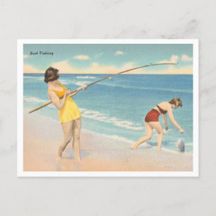 Carte Postale Pêche au Surf vintage en Floride Deux femmes