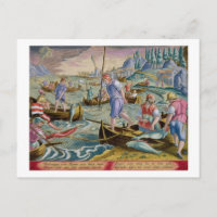 Pêche avec des filets et des tridents dans la baie