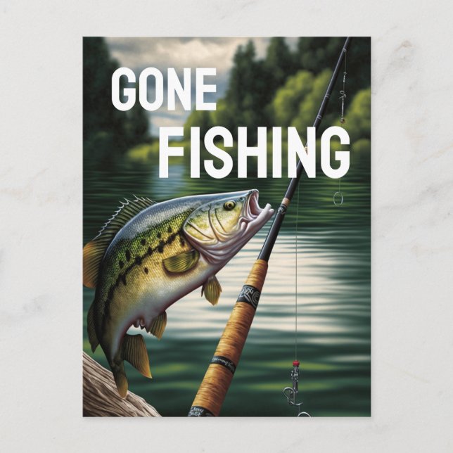 Carte Postale Pêche Man Cave Lake House Bass Fish (Devant)