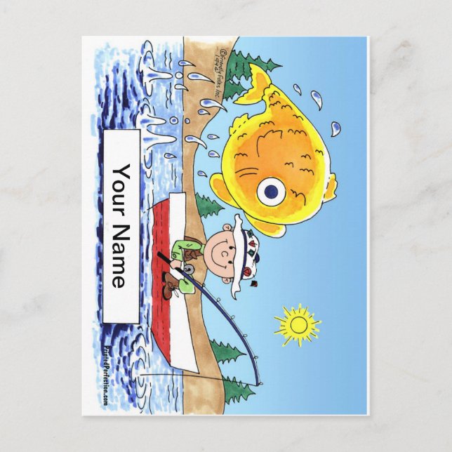 Carte Postale Pêche, Pêcheur - Dessin personnalisé (Devant)