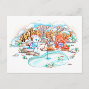 Carte Postale Pêche sur glace
