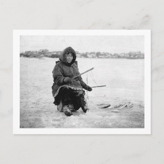 Carte Postale Pêche sur glace eskimo à Nome, Alaska Photographie (Devant)