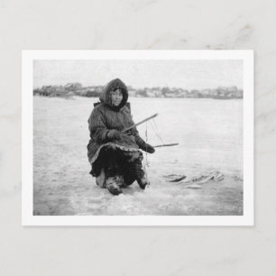 Carte Postale Pêche sur glace eskimo à Nome, Alaska Photographie