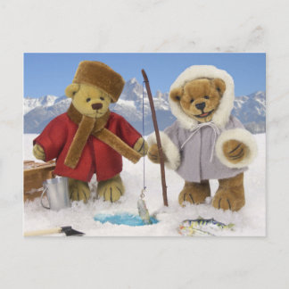 Carte Postale Pêche sur glace Ours dingues